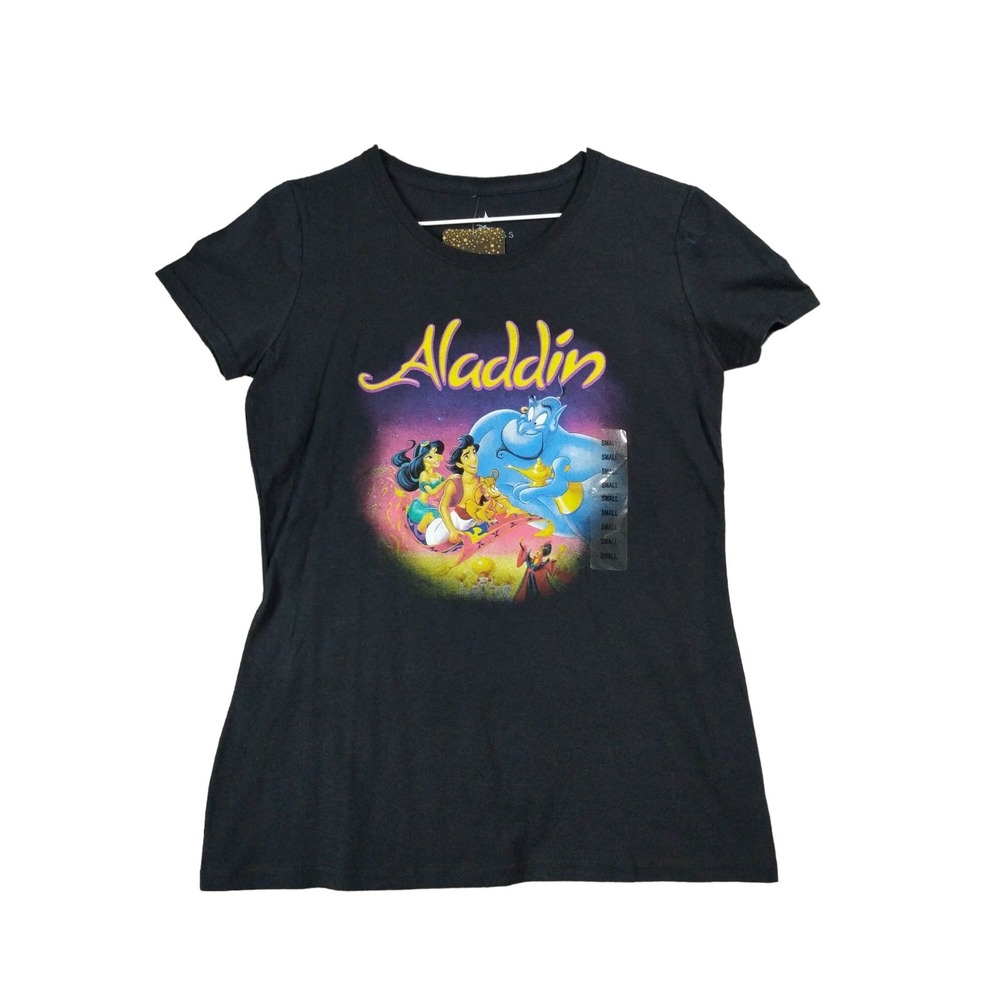 Disney Aladdin Womens 90s Princess Retro Nostalgia Shirt S Black Graphic Top NEW